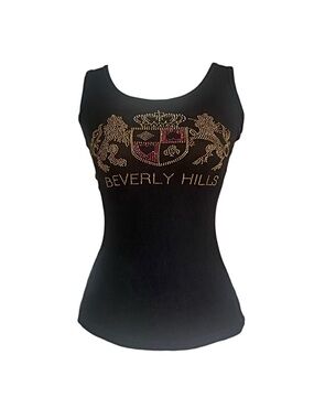 Vintage Glamour Rhinestone Beverly Hills Ribbed Tank